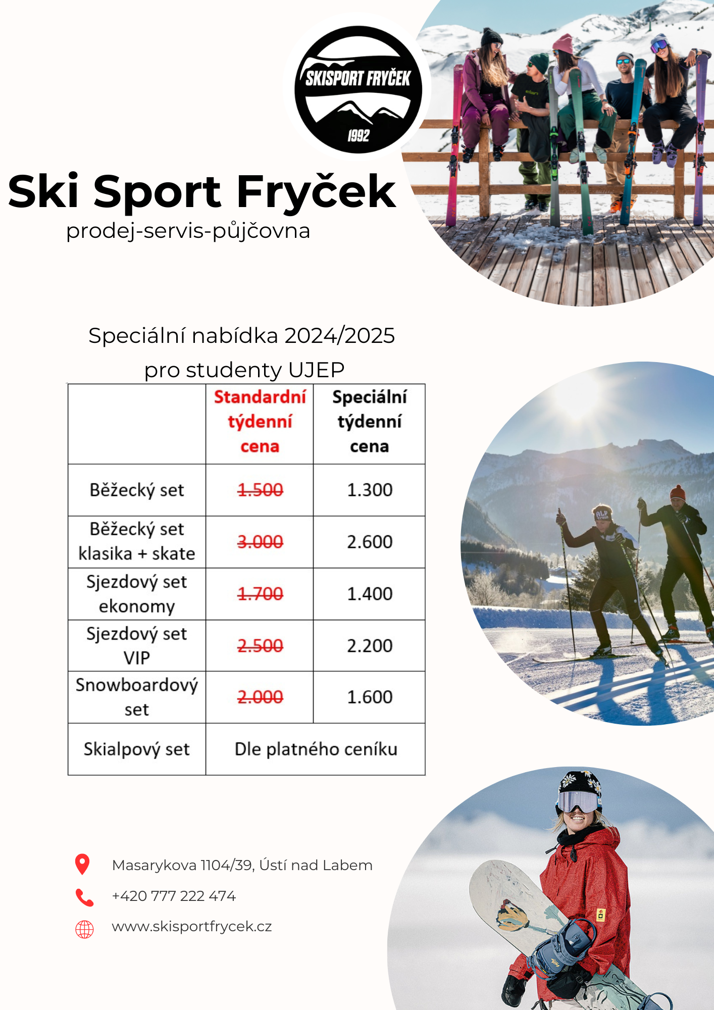 Speciální nabídka pro studenty UJEP - Ski Sport Fryček 2024-2025